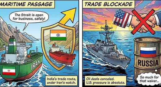 Iran Guarantees Safe Passage for India in Strait of Hormuz; U.S. Grants Limited Russian Oil Waiver