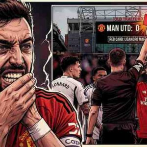 Bruno Fernandes Bites His Tongue After Lisandro Martinez Red Card Leaves Man United in Shambles at Old Trafford