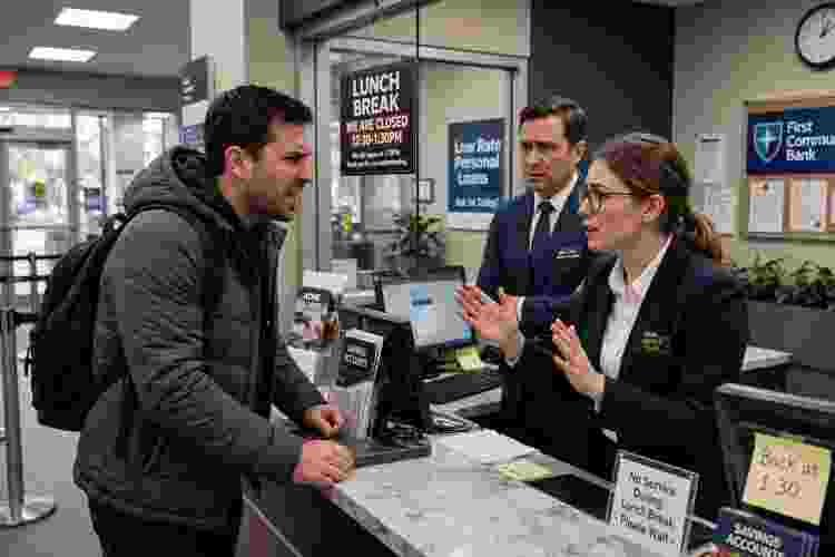 Customer Clashes with Bank Staff Over Lunch Break